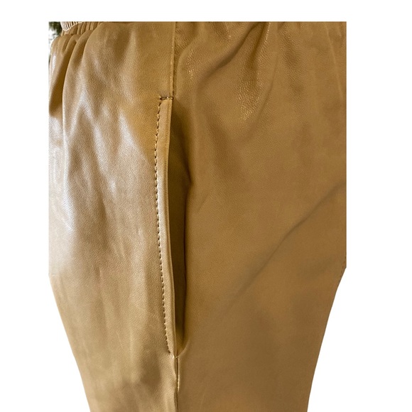 NWT FRAME Butterscotch Brown Gym Cropped Lambskin Leather Pants-Sz XS & M - Picture 8 of 12